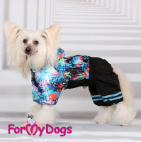 ForMyDogs Комбинезон черно/голубой для мальчиков FW985-2022M (размер 10, спинка 24см, обхват груди 32см)