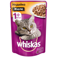 Whiskas Влажный корм для взрослых кошек, Индейка в желе 