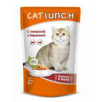 Cat Lunch Влажный корм для взрослых кошек, Говядина и баранина в желе