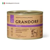 Grandorf Влажный монопротеиновый корм для взрослых собак, Паштет из говядины