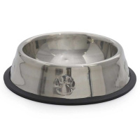 Wogy Миска для собак металлическая с принтом лапки, нескользящее основание, 200мл*15,5*4см