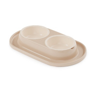 Zoo Plast Миска для животных двойная на подставке бежевый, 300мл