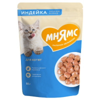 Мнямс Влажный корм для котят, Кусочки в соусе с индейкой старше 1 месяца