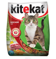 Kitekat 350г Сухой корм для взрослых кошек Мясной пир