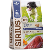 Sirius Сухой корм для взрослых собак средних пород, Индейка и утка с овощами