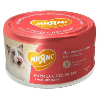 Мнямс Влажный корм для кошек и котят старше 6 месяцев, Курица с лососем в нежном желе