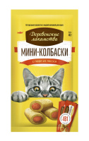 Деревенские лакомства для кошек Мини-колбаски с пюре из лосося, 4*10г