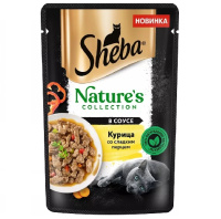 Sheba 75г пауч Natures Collection Влажный корм для взрослых кошек Курица со сладким перцем в соусе