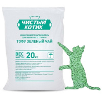 Чистый котик Наполнитель Тофу зеленый чай комкующийся (цена за 1кг)