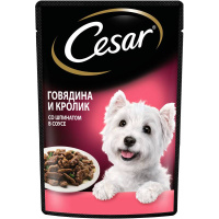 Cesar Влажный корм для взрослых собак всех пород, Говядина, кролик со шпинатом в соусе