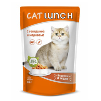 Cat Lunch Влажный корм для взрослых кошек, Говядина и морковь в желе