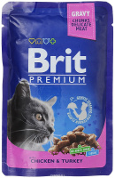 Brit Premium 100г пауч Chicken&Turkey Влажный корм для взрослых кошек Курица и индейка