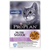 Pro Plan 85г пауч NutriSavour Adult 7+ Влажный корм для взрослых кошек, старше 7 лет Индейка (соус)