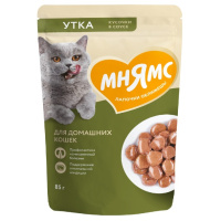 Мнямс Влажный корм для взрослых кошек, Кусочки в соусе с уткой