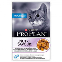 Pro Plan 85г пауч NutriSavour Housecat Влажный корм для взрослых домашних кошек Индейка (желе)