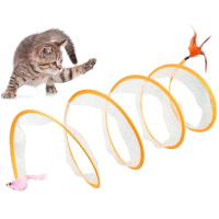 Wogy Игрушка для кошек Тоннель-пружинка с мышкой и пером, 52*22*22см
