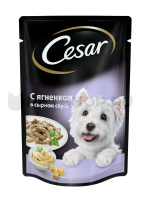 Cesar влажный корм для взрослых собак всех пород, Ягненок в сырном соусе 