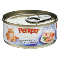 Petreet 70г конс. Влажный корм для взрослых кошек Кусочки розового тунца c макрелью
