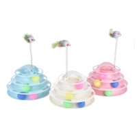 Wogy Игрушка для кошек Пирамида с дразнилкой Мышка и шариками, микс, 26*26*30см (в ассортименте)