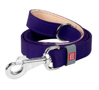 Waudog Поводок Classic кожа, стандартный карабин, фиолетовый, 1,4*122см 