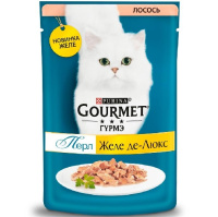 Gourmet 75г пауч Перл Желе Де-Люкс Влажный корм для взрослых кошек Лосось (желе)
