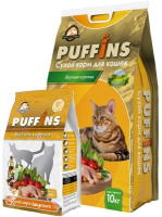 Развес Puffins Сухой корм для взрослых кошек Вкусная курочка