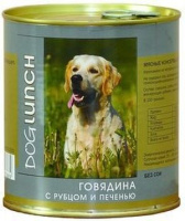 Dog Lunch влажный корм для взрослых собак всех пород, Говядина с рубцом и печенью в желе 