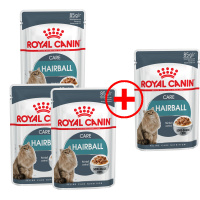 Royal Canin 3+1*85г пауч Hairball Care Влажный корм для взрослых кошек для выведения комков шерсти