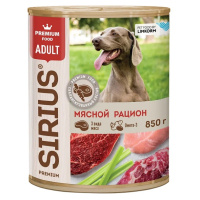 Sirius Влажный корм для взрослых собак, Мясной рацион