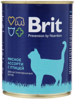 Brit Premium 340г конс. Sterilized Beef&Chicken Влажный корм для взр стер кош Мясное ассорти с птиц