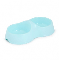 Zoo Plast Миска для животных Мур-мяу двойная голубой, 200мл