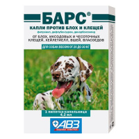 Барс капли против блох и клещей для собак от 20кг до 30кг (1пип по 4,2мл)