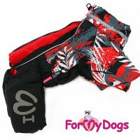 ForMyDogs Комбинезон черно/красный для девочек FW919-2020F (размер 16, спинка 33см, обхват груди 44см)