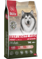 Blitz Holistic Adult Beef&White fish Сухой беззерновой корм для взрослых собак, Говядина и рыба