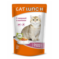 Cat Lunch Влажный корм для взрослых кошек Говядина и кролик в желе