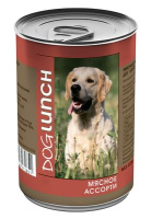 Dog Lunch влажный корм для взрослых собак всех пород, Мясное ассорти в желе 