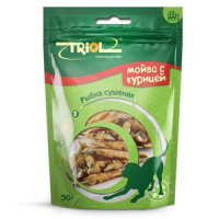 Triol Рыбка Сушеная с курицей лакомство для собак, 50г