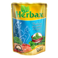 Herbax Влажный корм для взрослых кошек, Рыбное ассорти в соусе с мятой