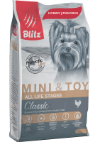 Blitz Classic Mini&Toy Сухой корм для взрослых собак мелких и миниатюрных пород, Курица и рис