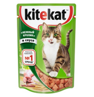 Kitekat 85г пауч Влажный корм для взрослых кошек Нежный кролик в соусе