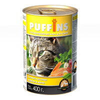 Puffins 415г конс. Влажный корм для взрослых кошек Курица (желе)