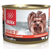 Blitz Beef Влажный корм для собак мелких пород всех возрастов, Говядина с тыквой