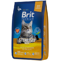 Brit Premium Сat 400г Sterilised Сухой корм для стерилизованных котов и кошек Утка и курица