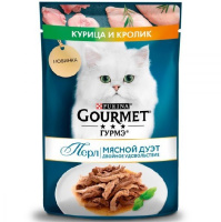 Gourmet 75г пауч Перл Мясной дуэт Влажный корм для взрослых кошек Курица и Кролик