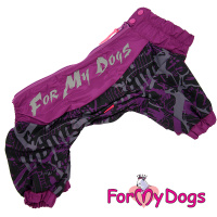 ForMyDogs Дождевик фиолетовый неон для девочек 521SS-2021F (размер 14, спинка 30см, обхват груди 40см)