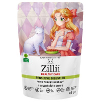 Zillii Healthy Care Sensitive Digestion Влажный корм для кошек, Индейка в соусе 