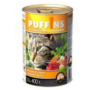 Puffins 415г конс. Влажный корм для взрослых кошек Мясное ассорти (желе)