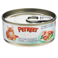 Petreet 70г конс. Влажный корм для взрослых кошек Кусочки розового тунца с сельдереем