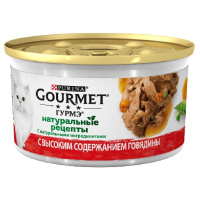 Gourmet 85г конс. Натуральные Рецепты Влажный корм для кошек Тушеная говядина с морковью