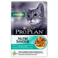 Pro Plan 85г пауч NutriSavour Sterilised Влажный корм для стерилизованных кошек Океан&рыба (соус)